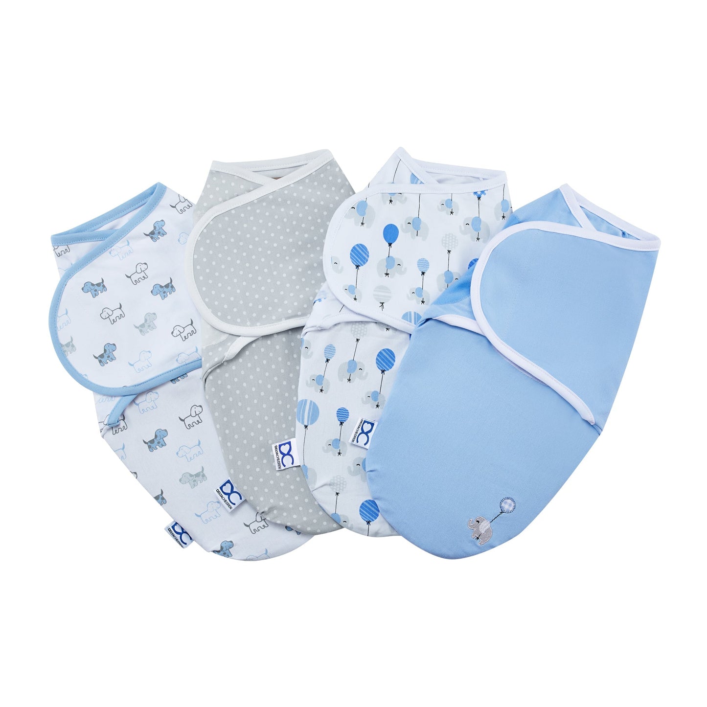 Little Lambs Adjustable Swaddle Wrap - Size Small/Medium, Fits Babies 0-3 Months/7-14 lbs., 4-Pack