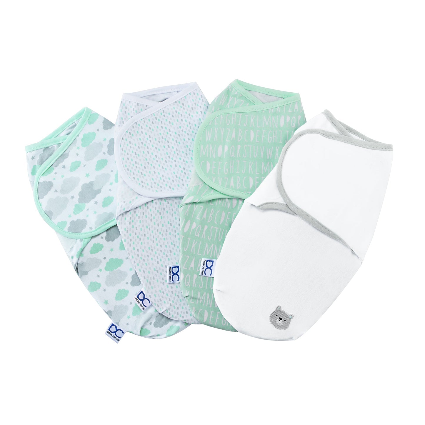 Little Lambs Adjustable Swaddle Wrap - Size Small/Medium, Fits Babies 0-3 Months/7-14 lbs., 4-Pack