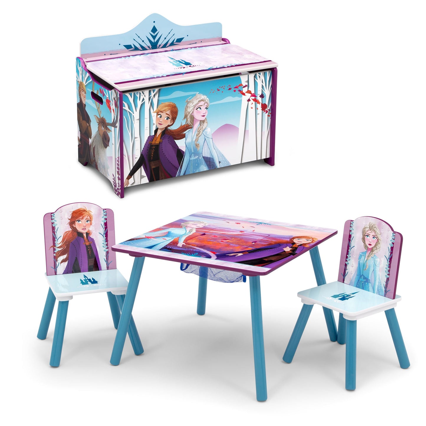 Frozen 4-Piece Playroom Set - Includes Table with 2 Chairs and Deluxe Toy Box