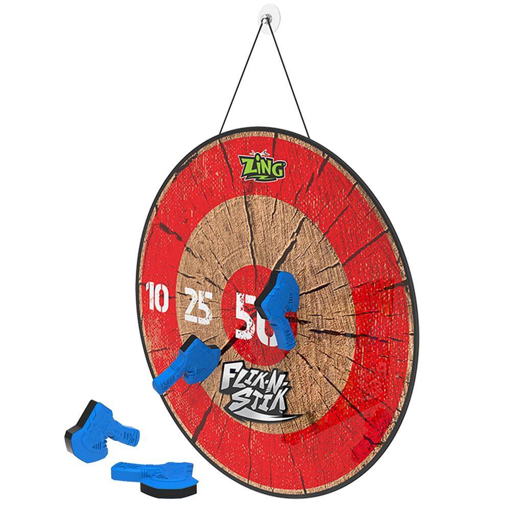 Flik N Stik Toy Axe Throwing Set | Safe Indoor Fun - 4 Axes