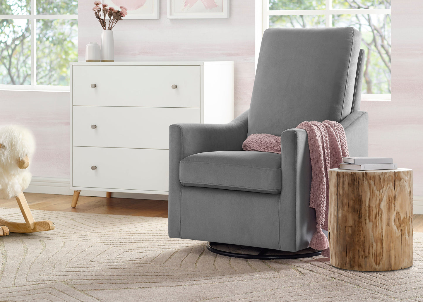 Andie Nursery Glider Swivel Chair with LiveSmart Fabric