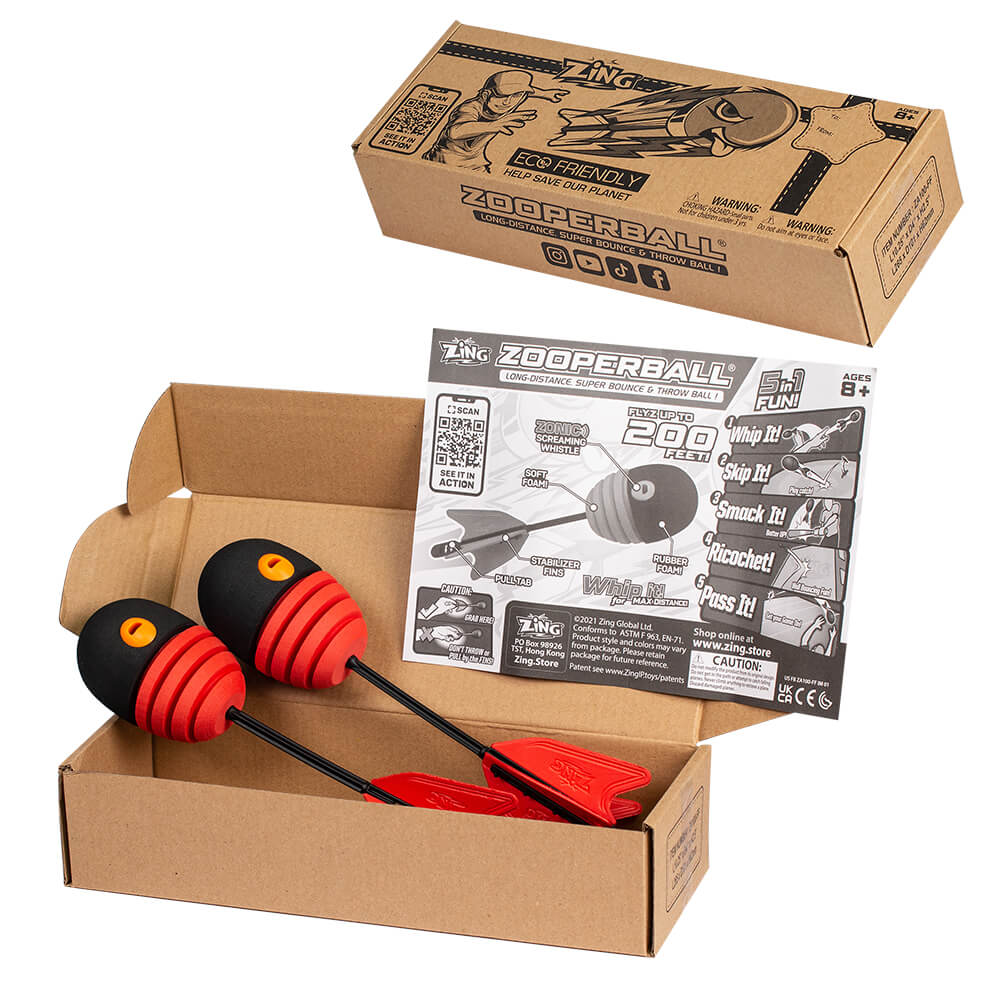 Zooper Ball 2 Pack - Fly up to 200ft! Soft tip for easy catch!